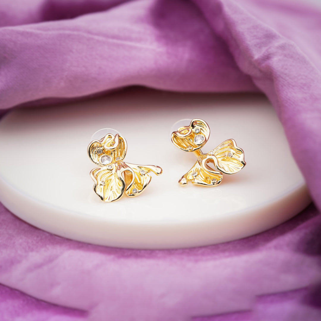 Elite Golden Petal Pearl Earrings