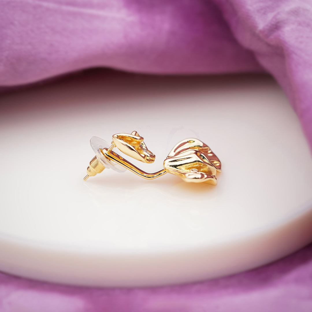 Elite Golden Petal Pearl Earrings