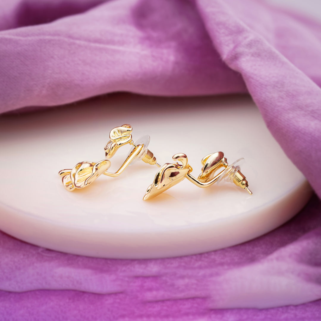 Elite Golden Petal Pearl Earrings