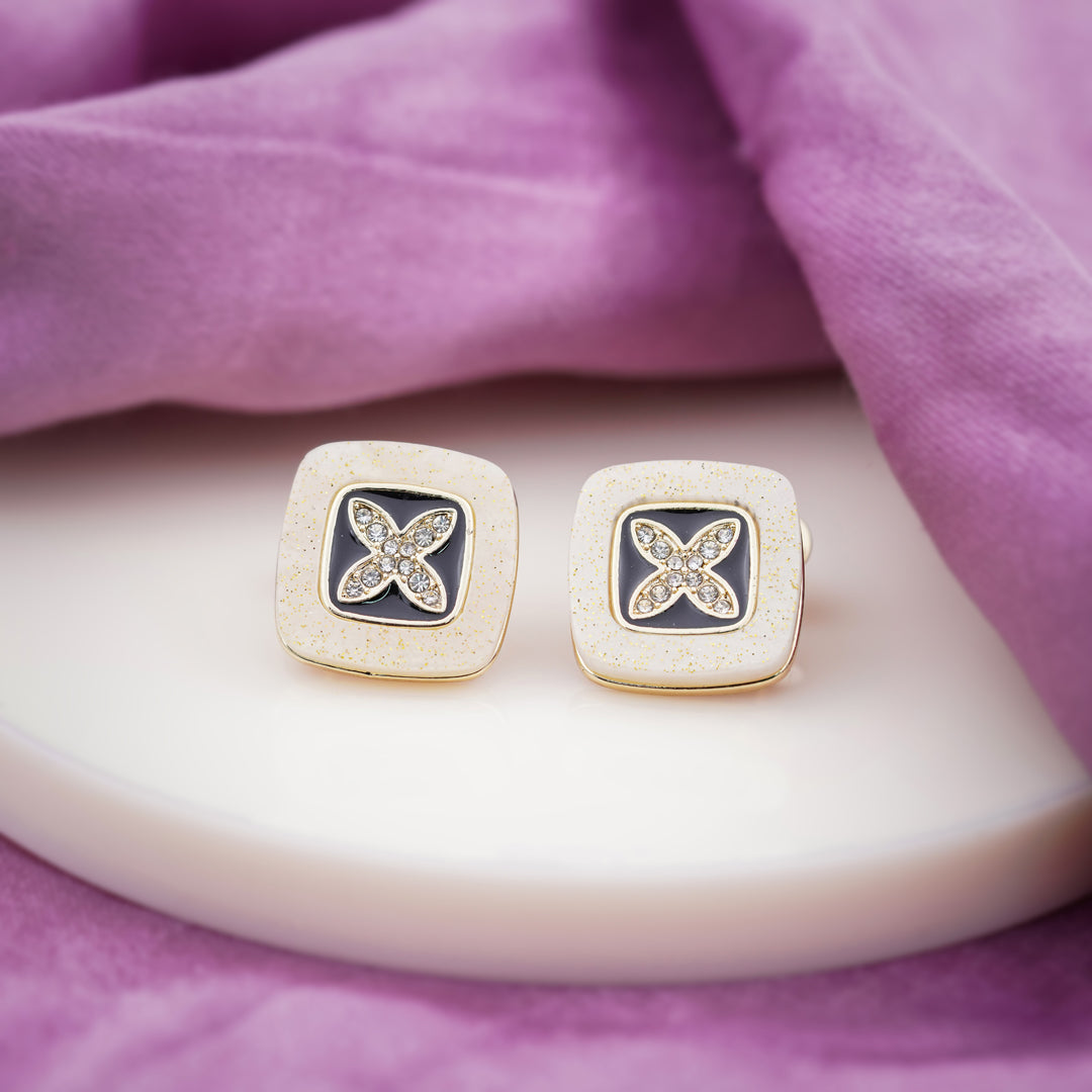 Ivory Noir Blossom Luxe Stud Earrings