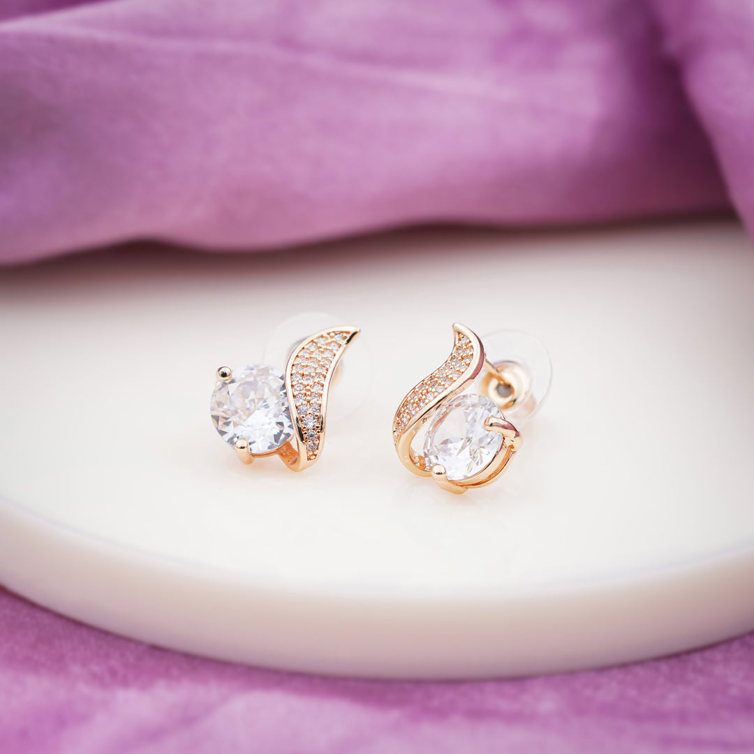 Crescent Diamond Glow Stud Earrings
