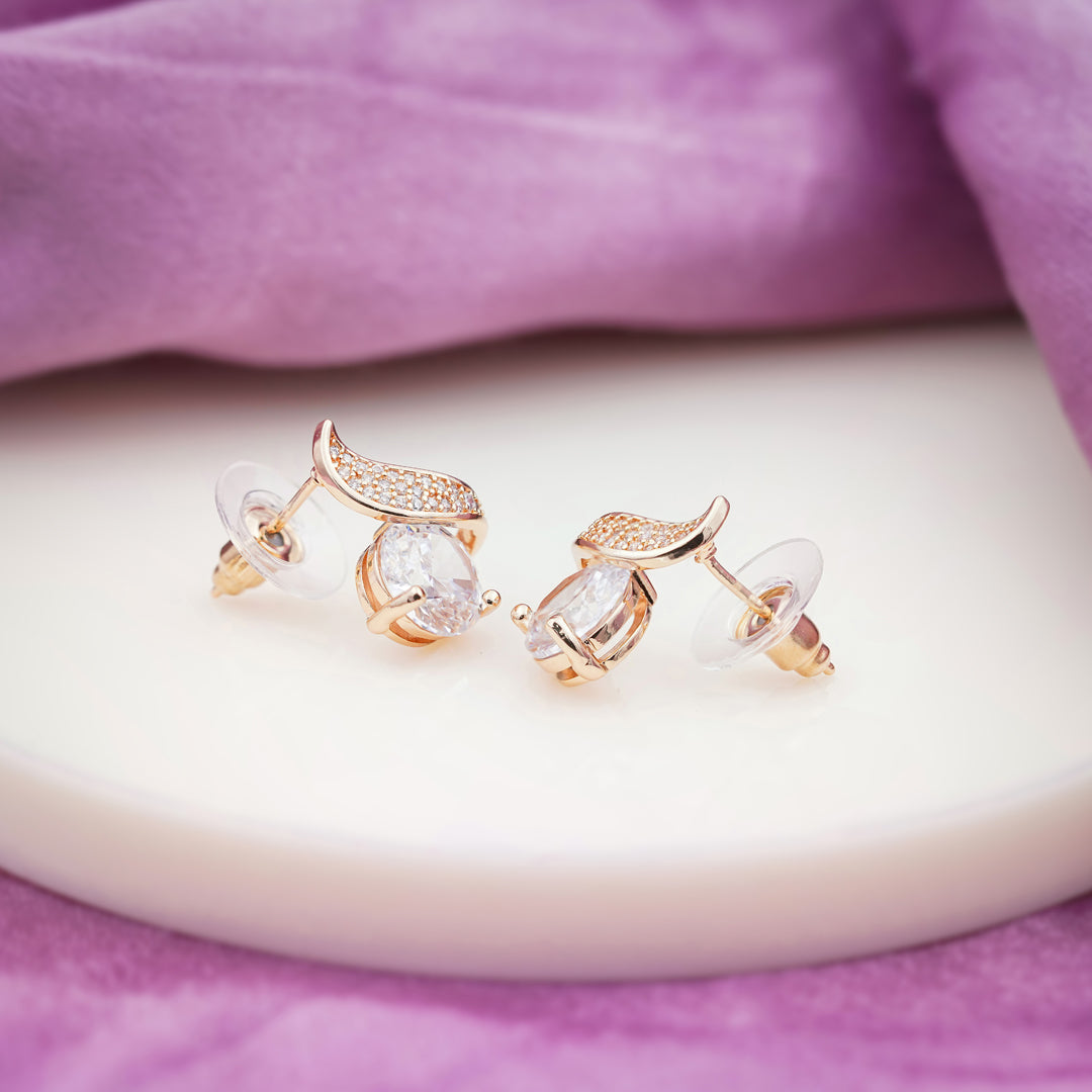 Crescent Diamond Glow Stud Earrings