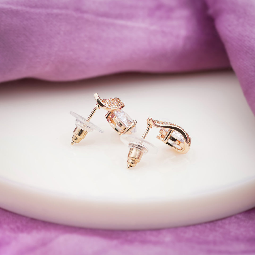 Crescent Diamond Glow Stud Earrings