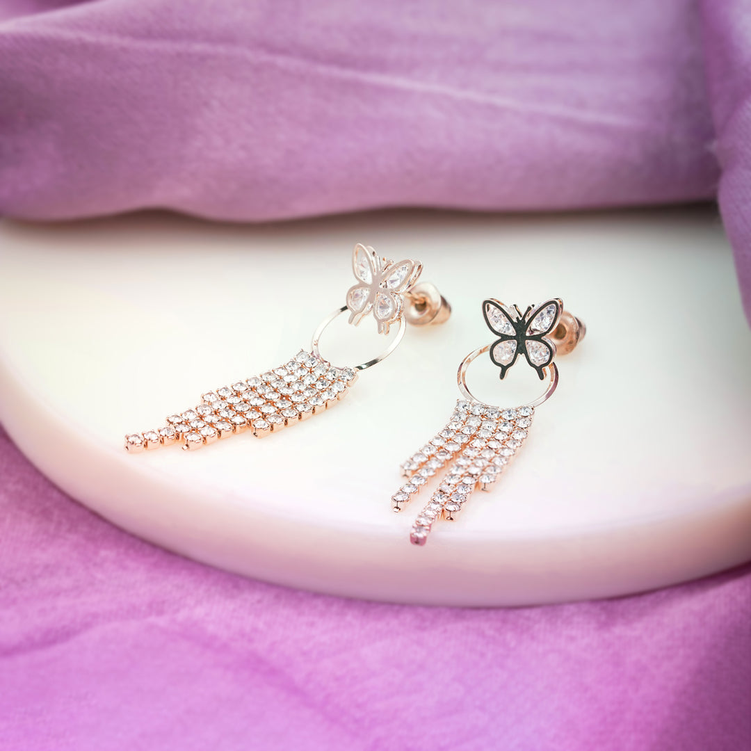 Butterfly Crystal Tassel Earrings