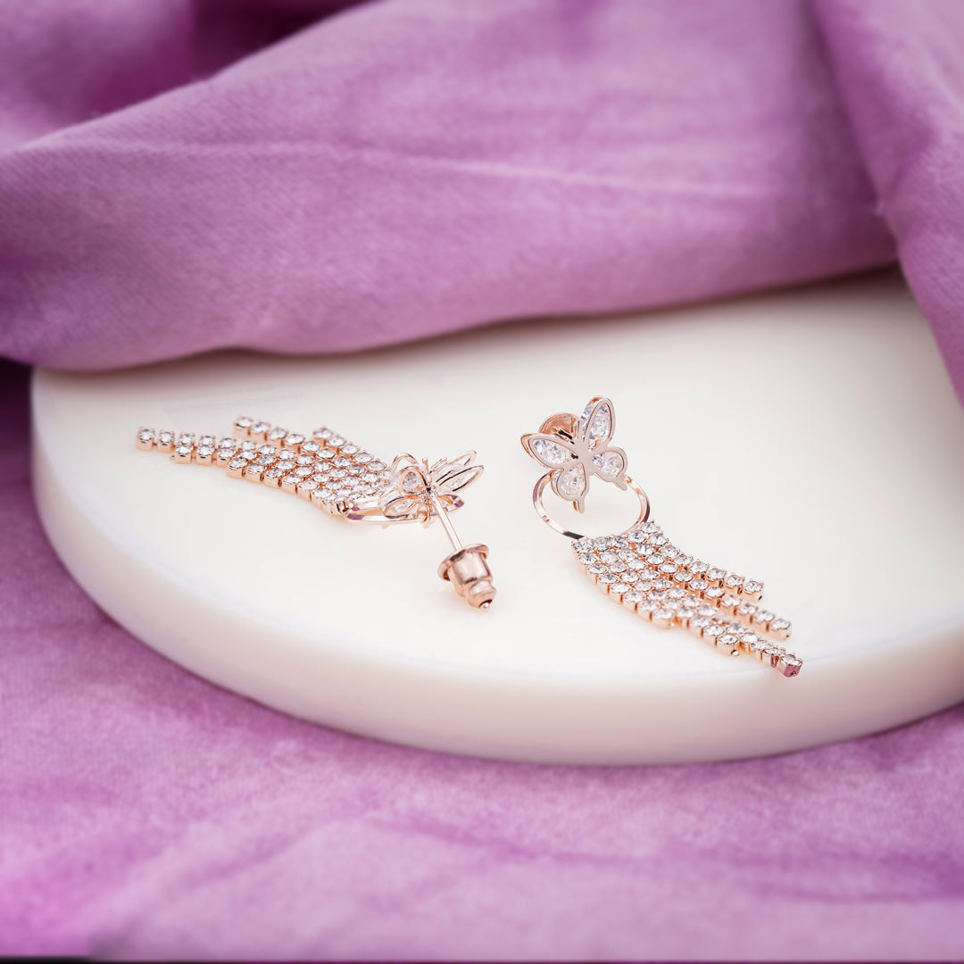 Butterfly Crystal Tassel Earrings