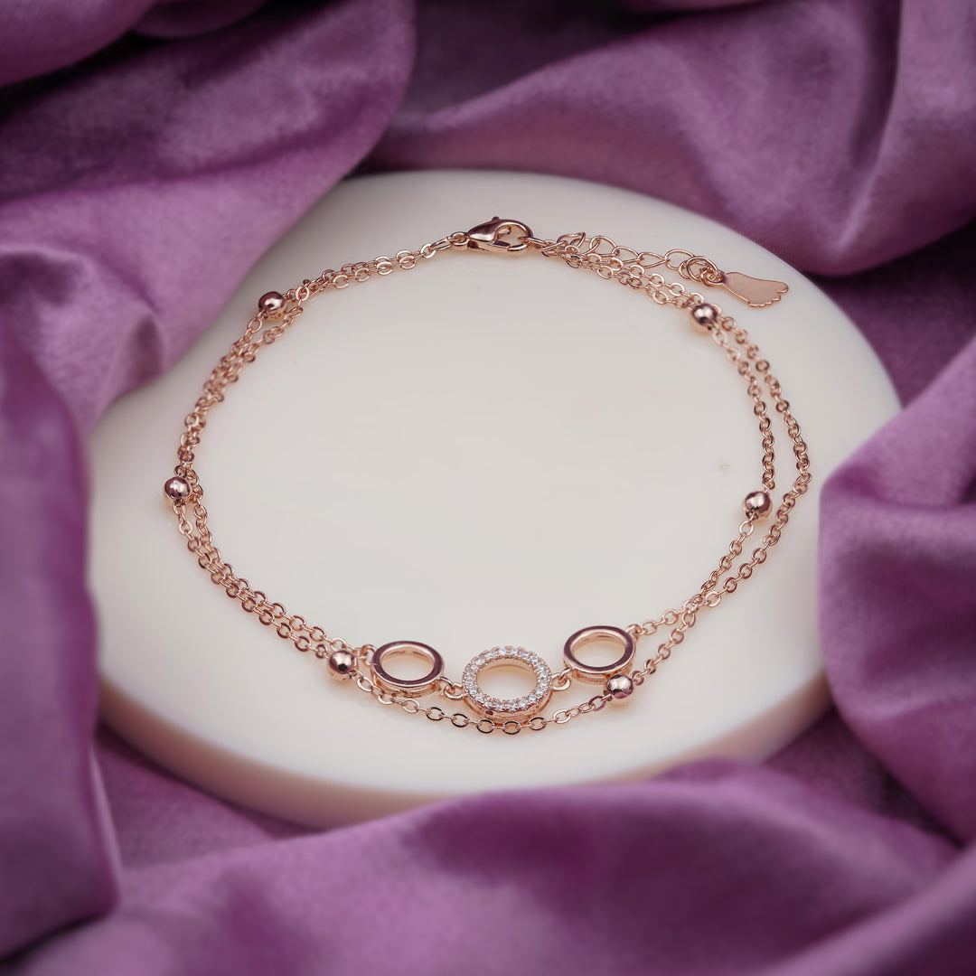 Aurora Crystal Circle Rose Gold Anklet