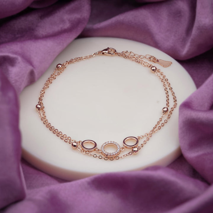 Aurora Crystal Circle Rose Gold Anklet