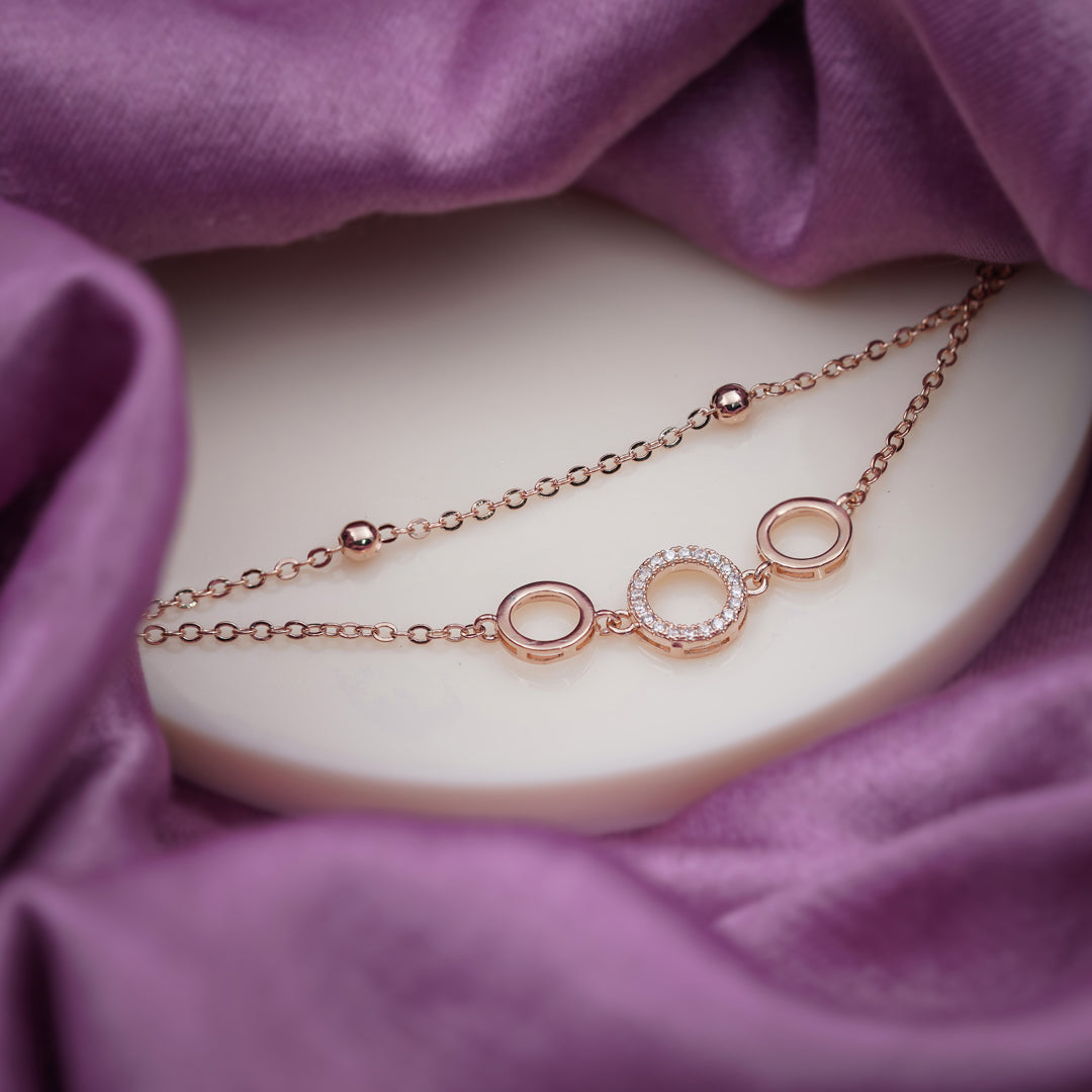 Aurora Crystal Circle Rose Gold Anklet