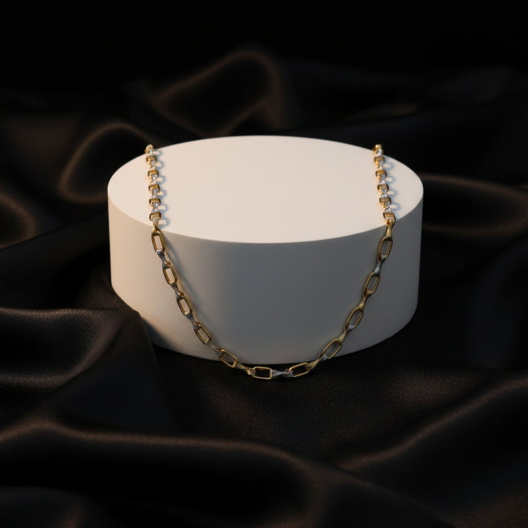 Dual Tone Rectangular Link Chain