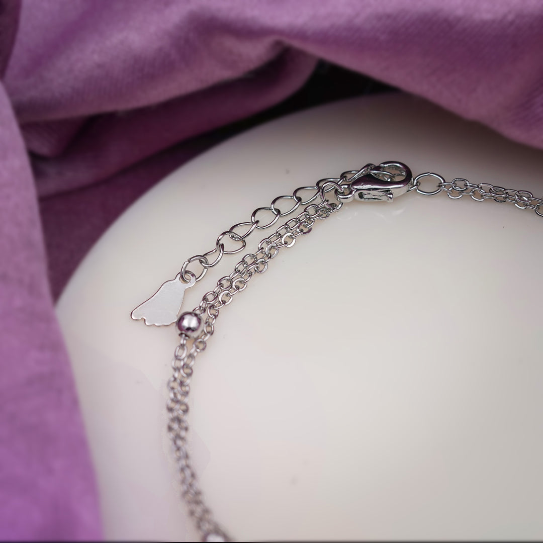Dainty Crystal Dangle Silver Anklet