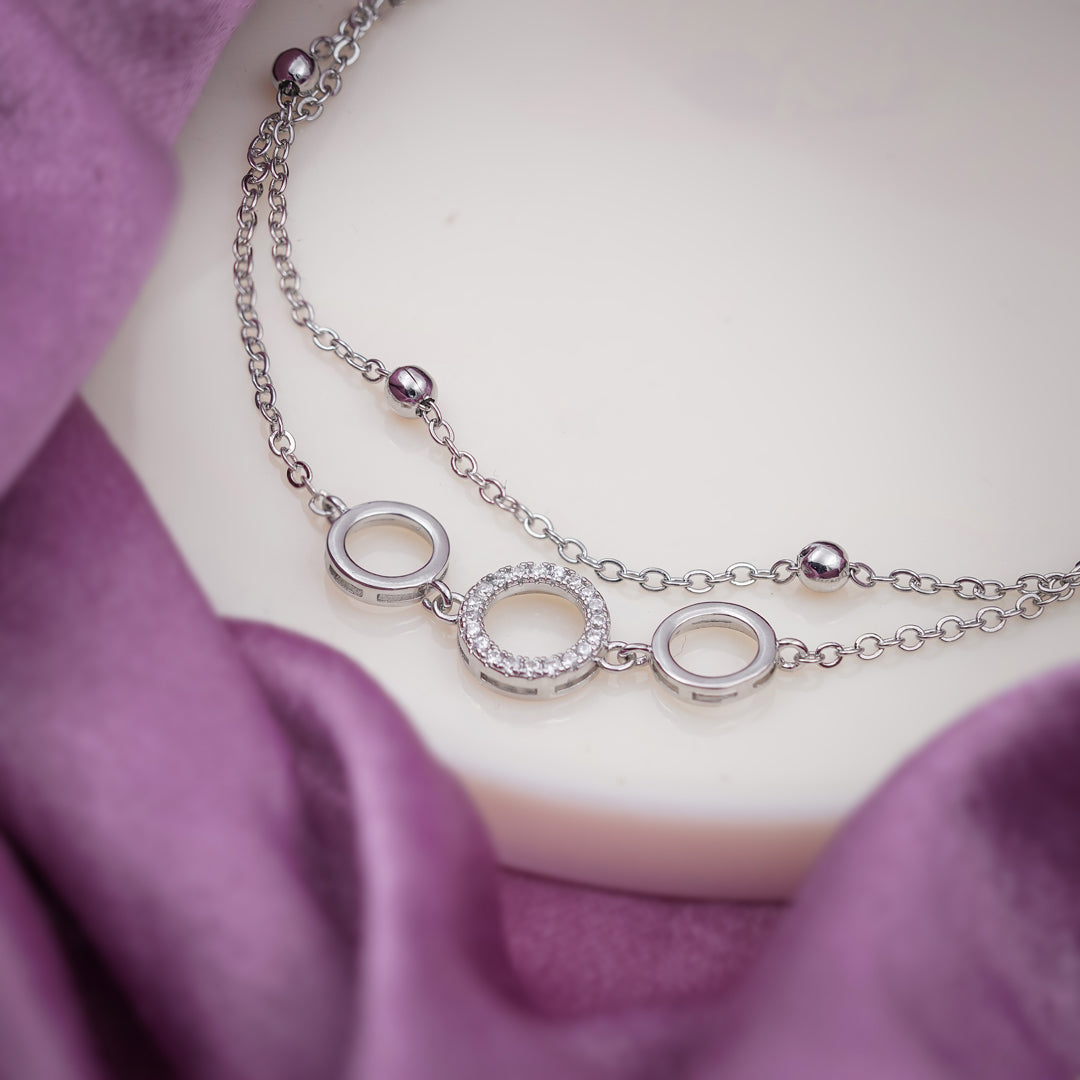 Minimalist Three Circle Silver Anklet
