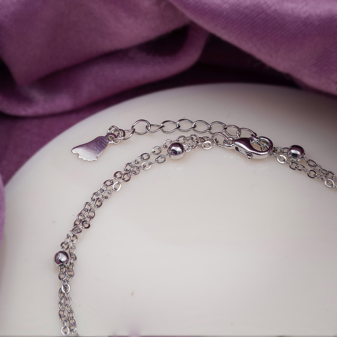 Silver Heartbeat Charm Anklet