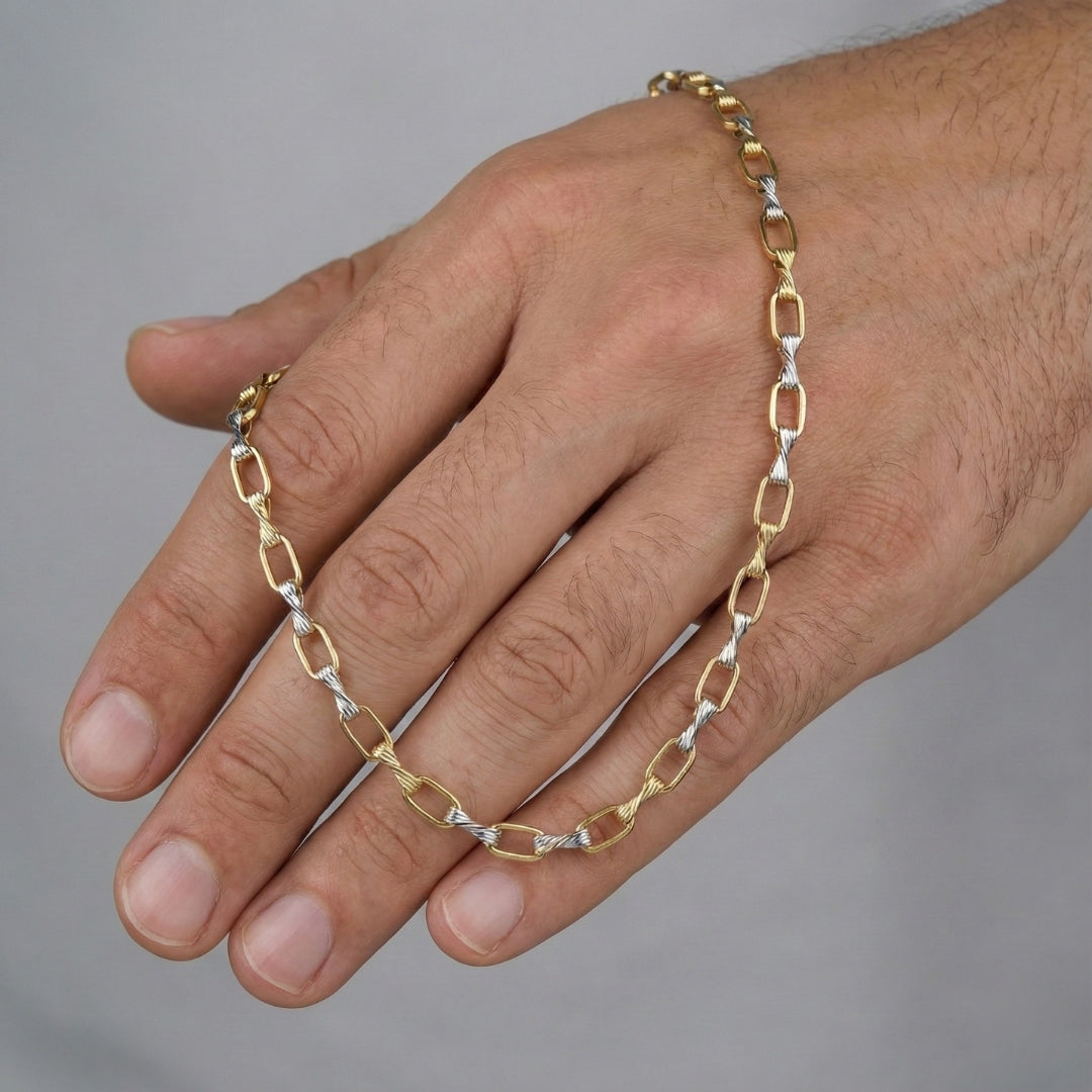 Dual Tone Rectangular Link Chain
