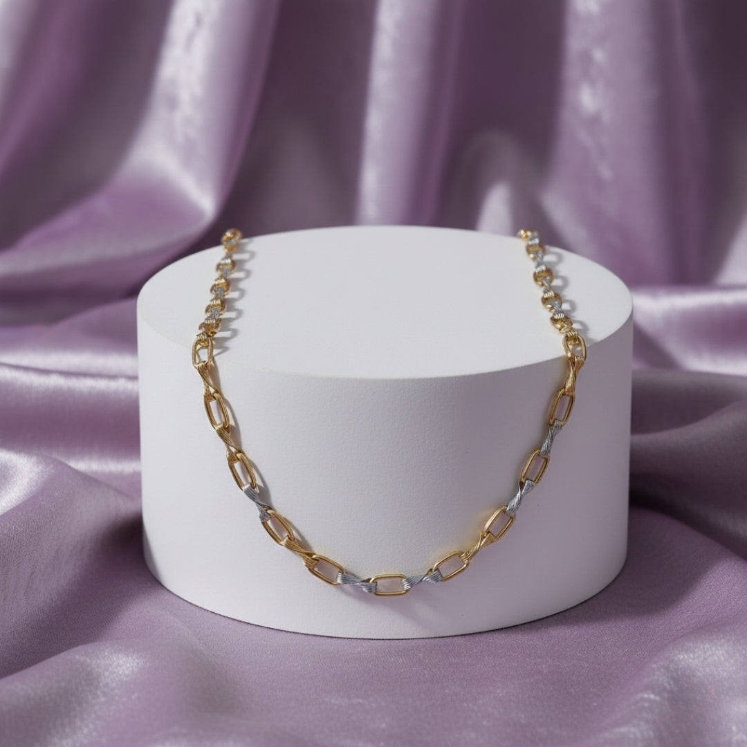 Dual Tone Rectangular Link Chain