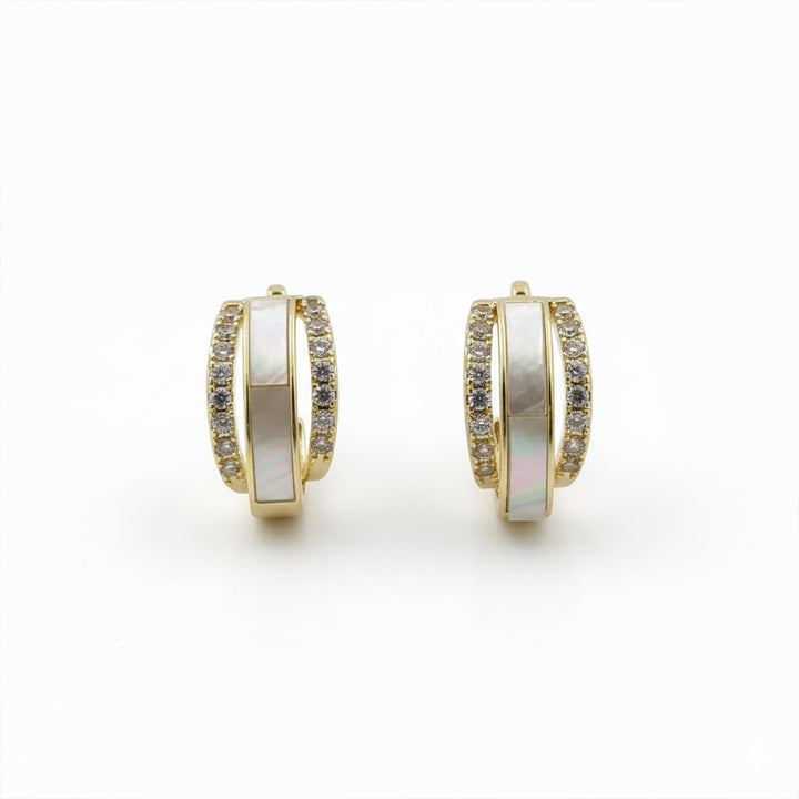 White Enamel Crystal Hoop Earrings