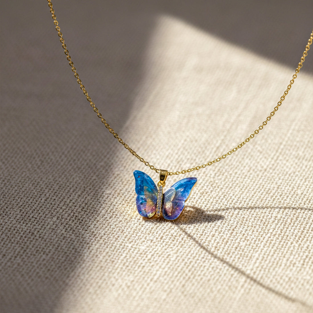 Aurora Butterfly Gold Pendant Necklace