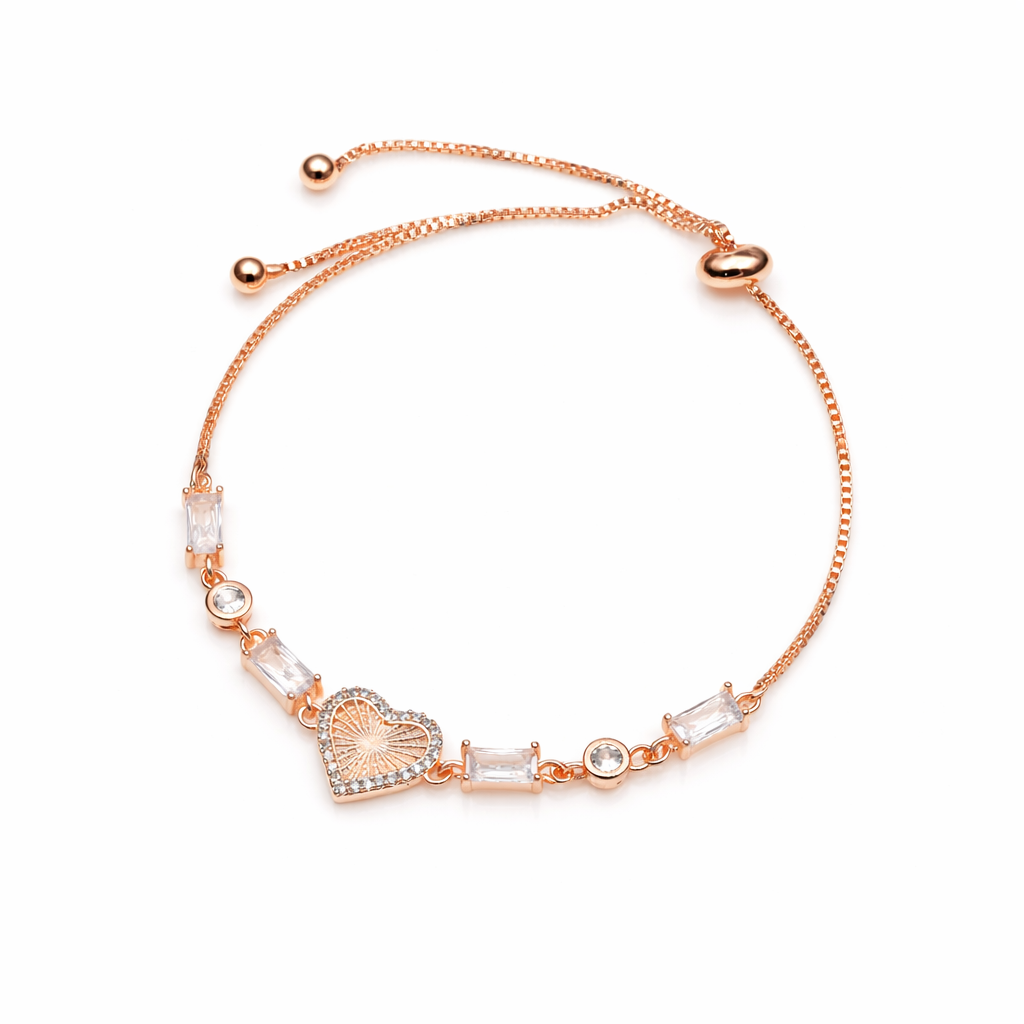 Zircon Heart Slider Bracelet