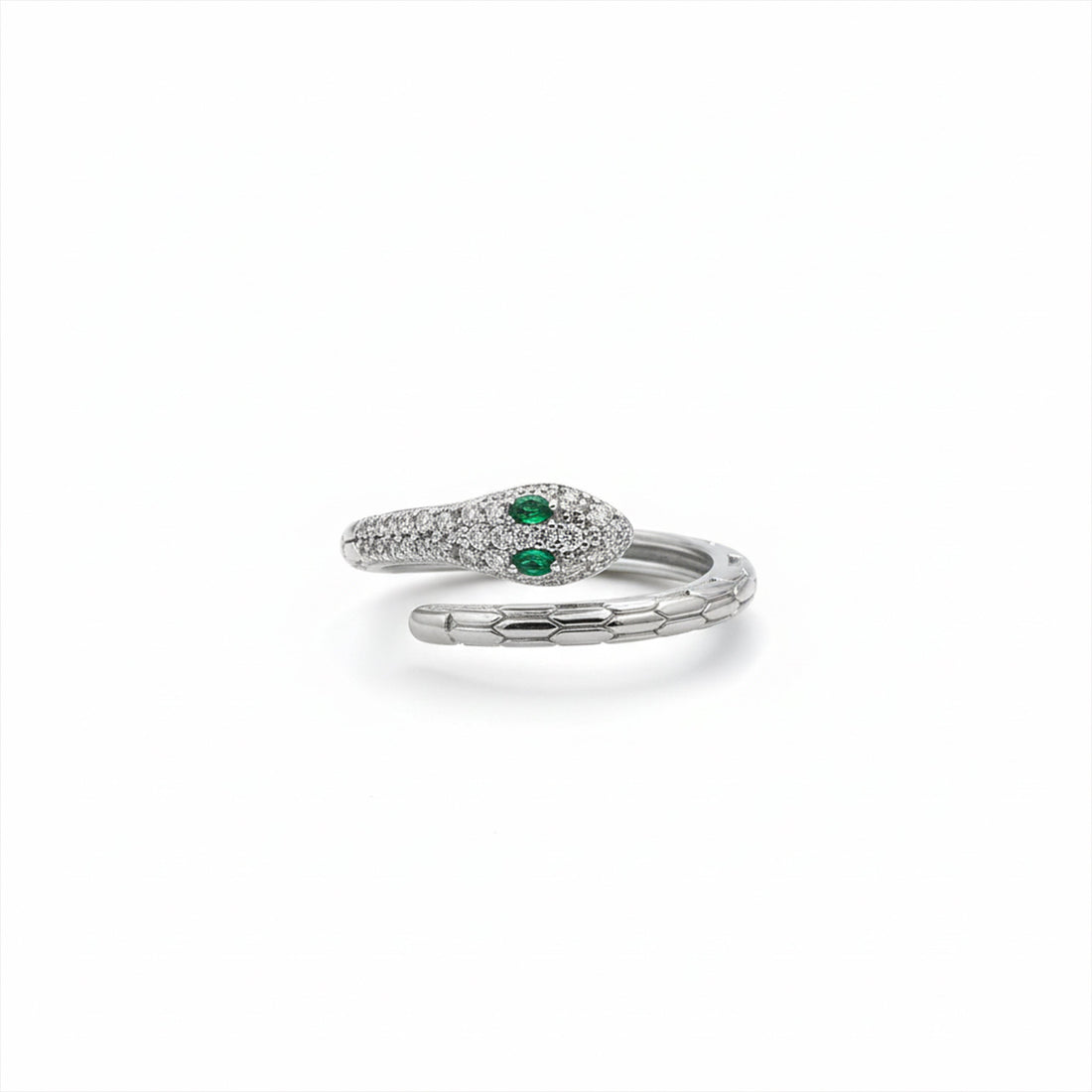 Regal Emerald Eye Serpent Statement Ring