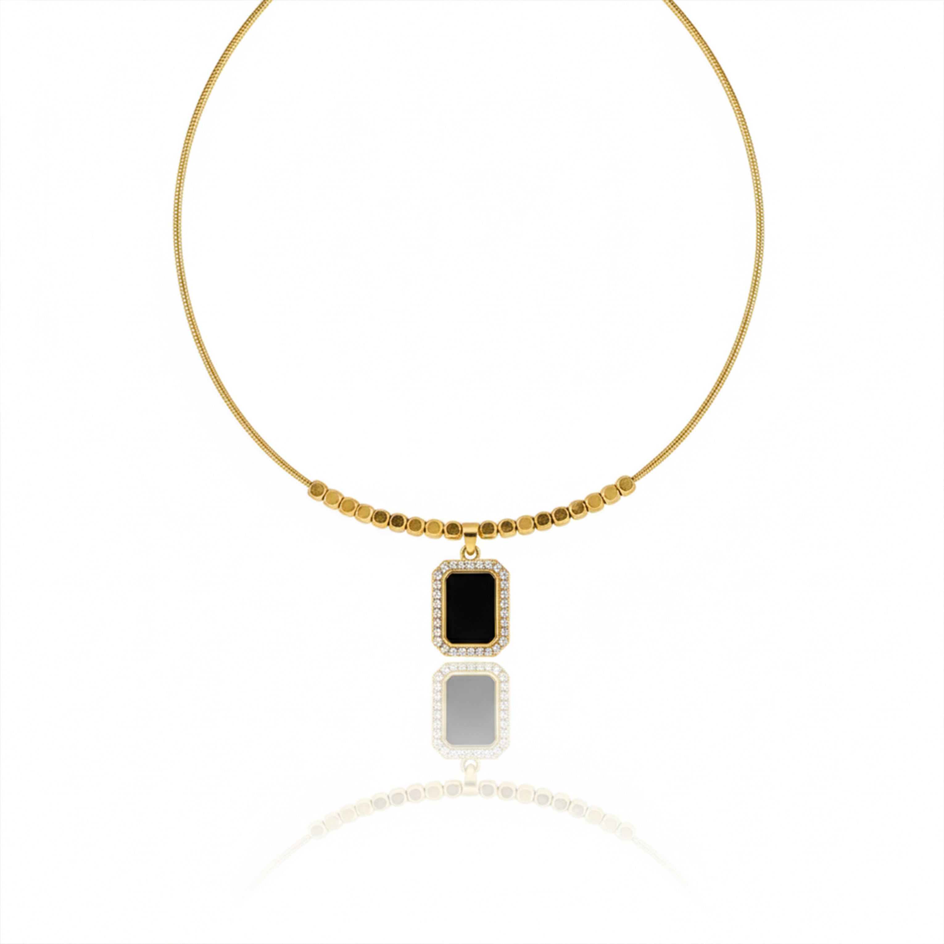 Velora Black Stone Gold Necklace