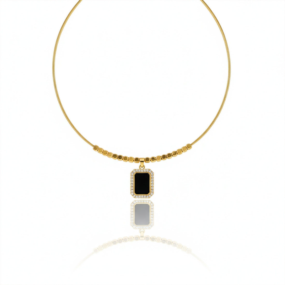 Velora Black Stone Gold Necklace