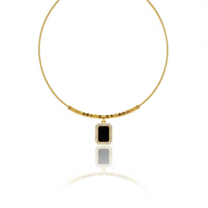 Velora Black Stone Gold Necklace