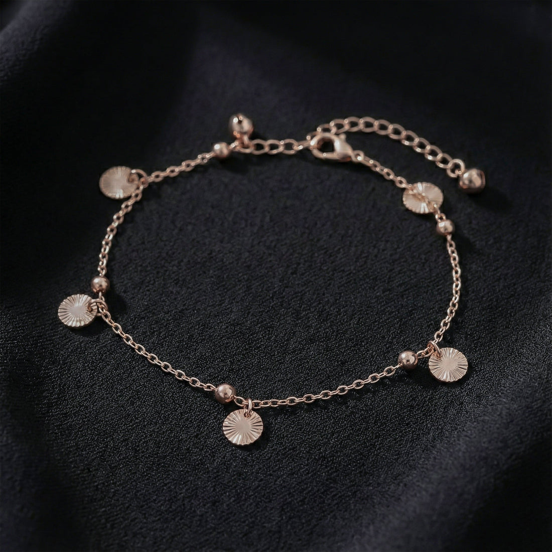 Rose Gold Sunburst Charm Anklet
