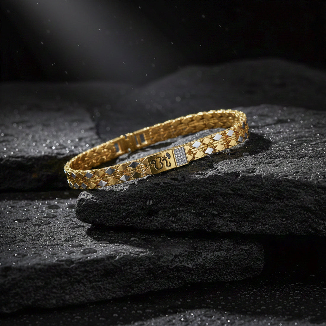 Elite Om Engraved Gold Bracelet
