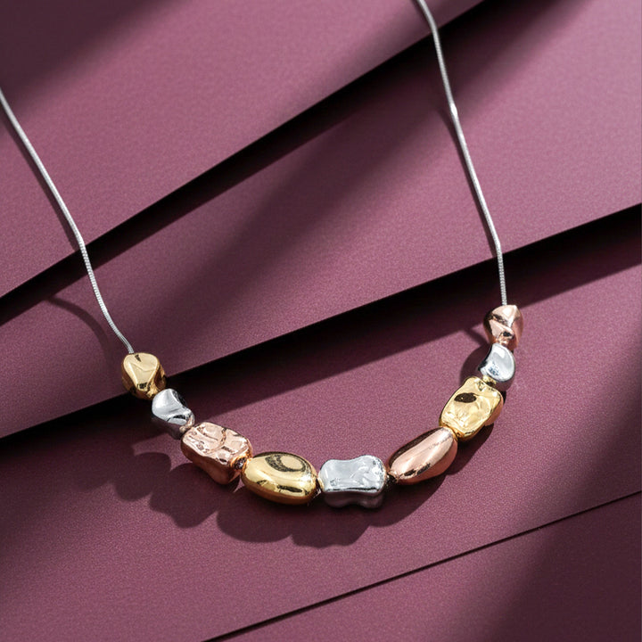 Elegant Tri Color Chunky Bead Necklace