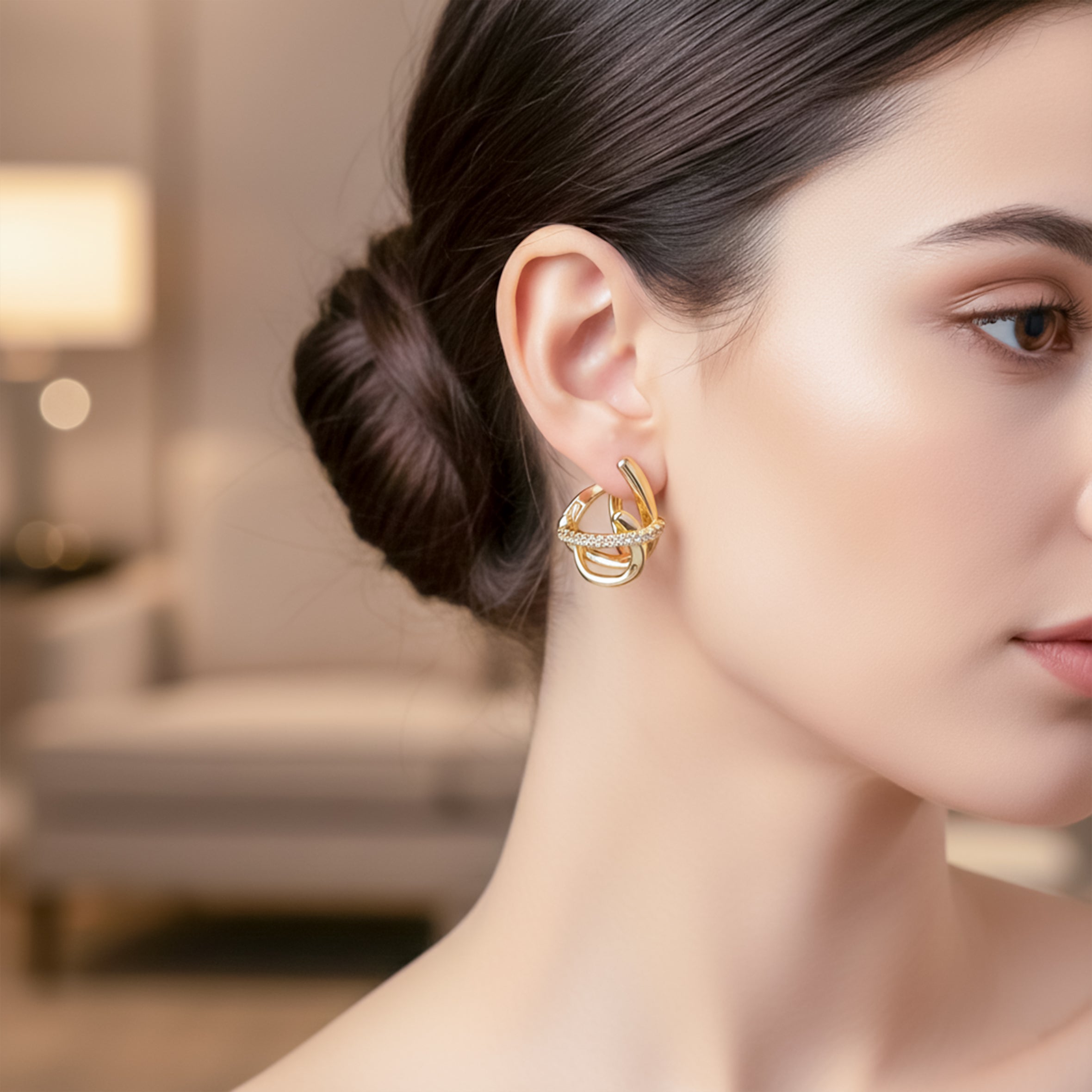 Royal Infinity Twist Gold Earrings