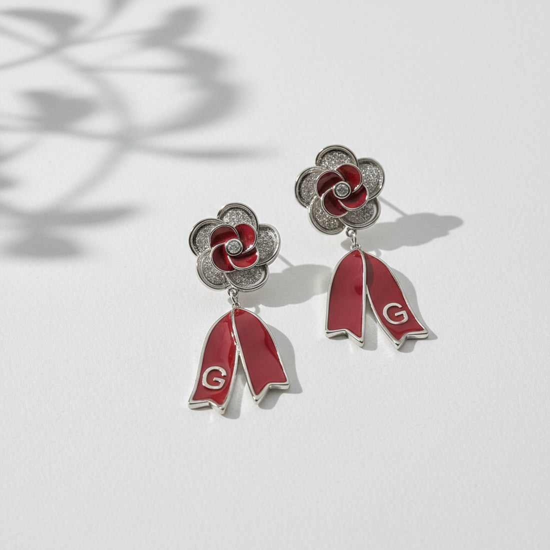 Scarlet Bloom Diamond Drop Earrings