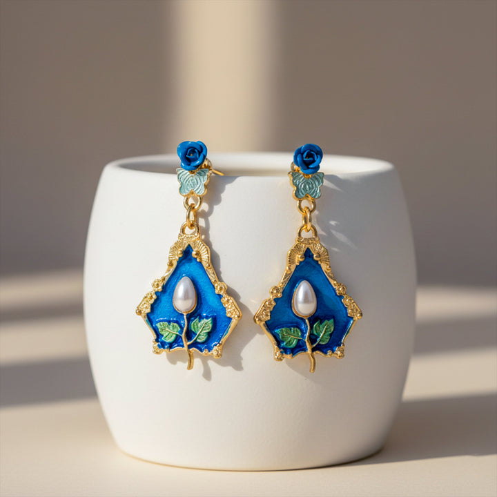 Vintage Blue Floral Luxe Earrings