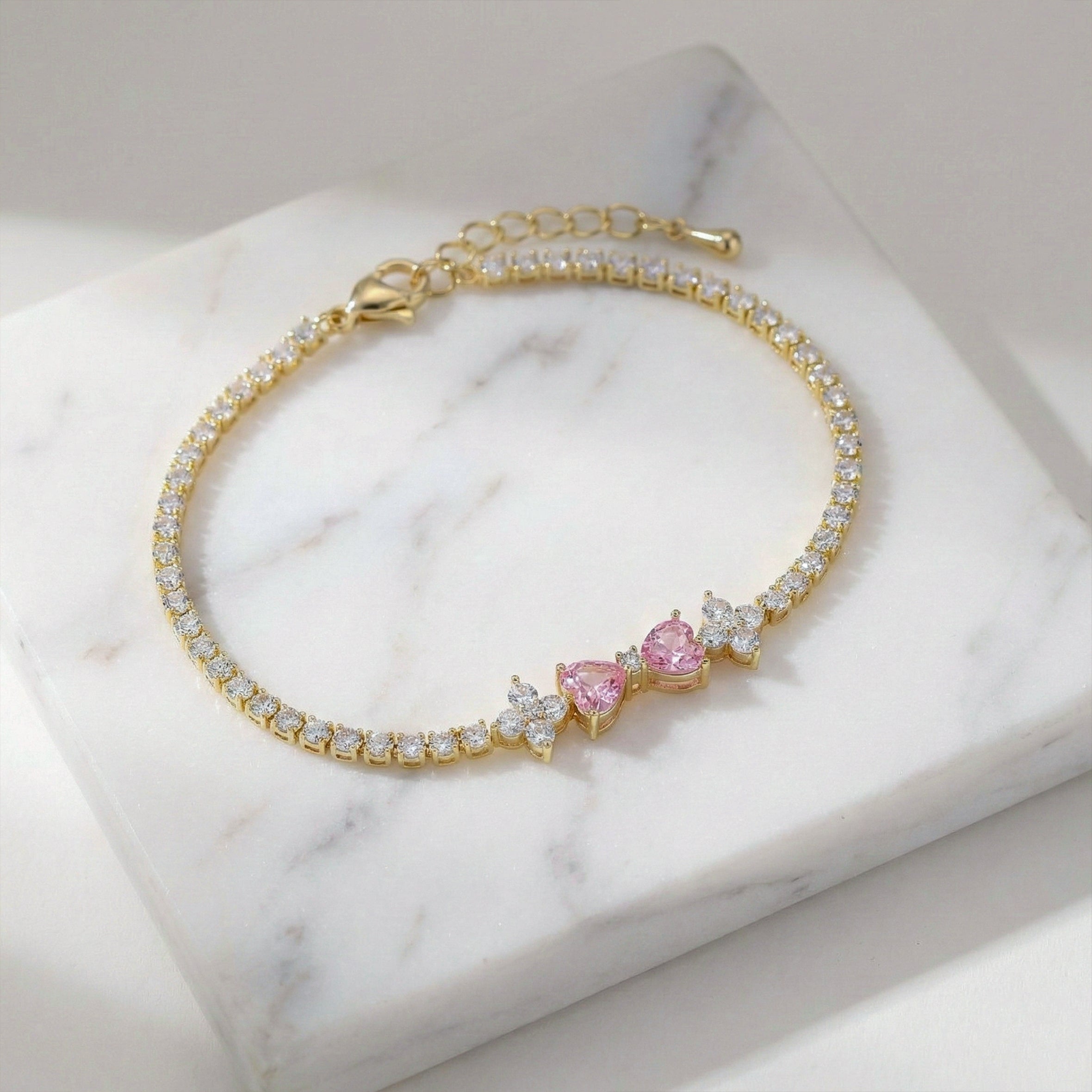 Aurora Pink Diamond Bow Bracelet