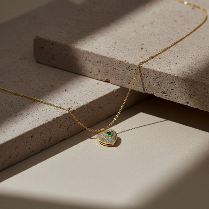 Celestia Green Crystal Heart Necklace
