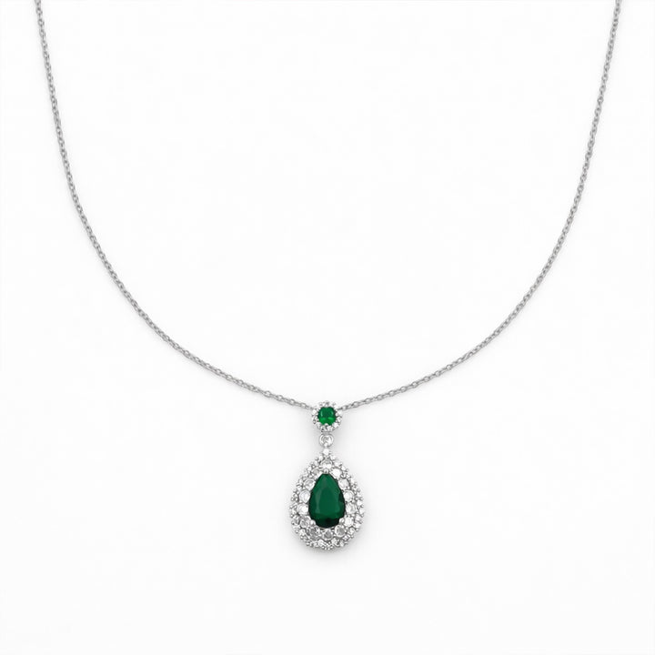 Elegant Green Emerald Teardrop Necklace