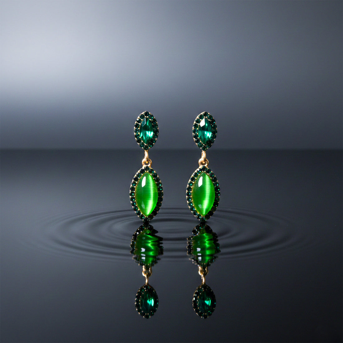 Green Radiance Drop Earrings