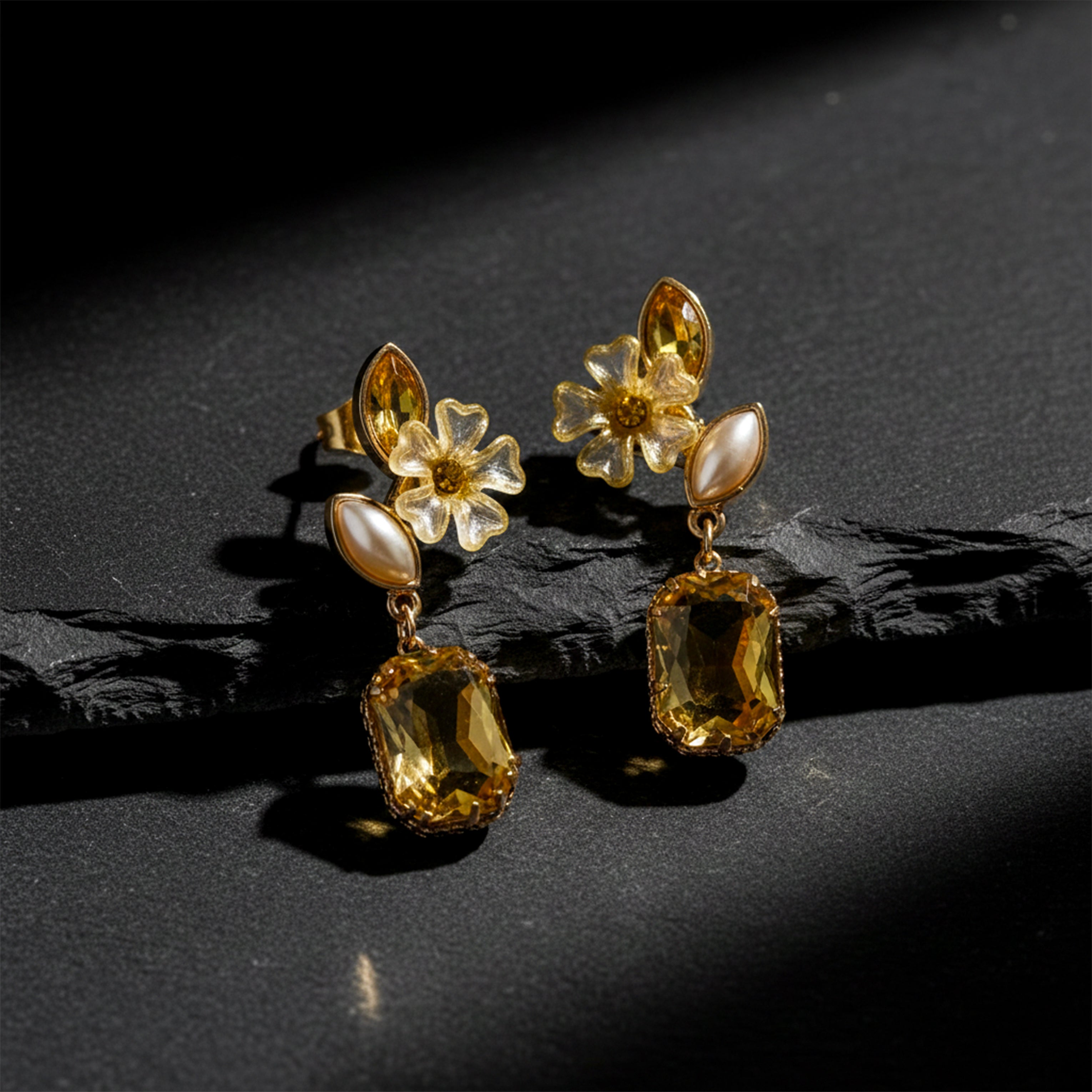 Amber Glow Floral Earrings