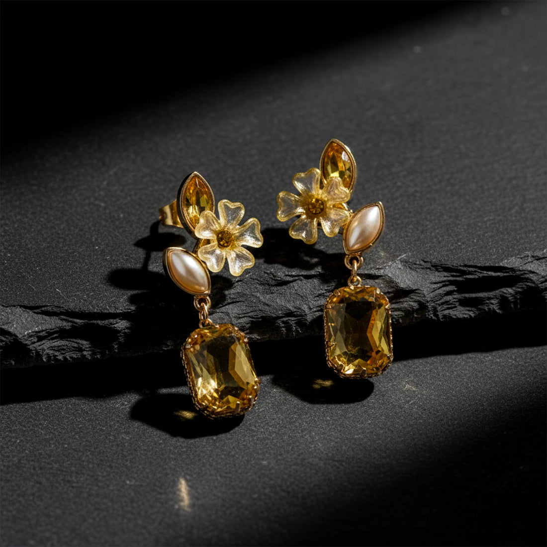 Amber Glow Floral Earrings
