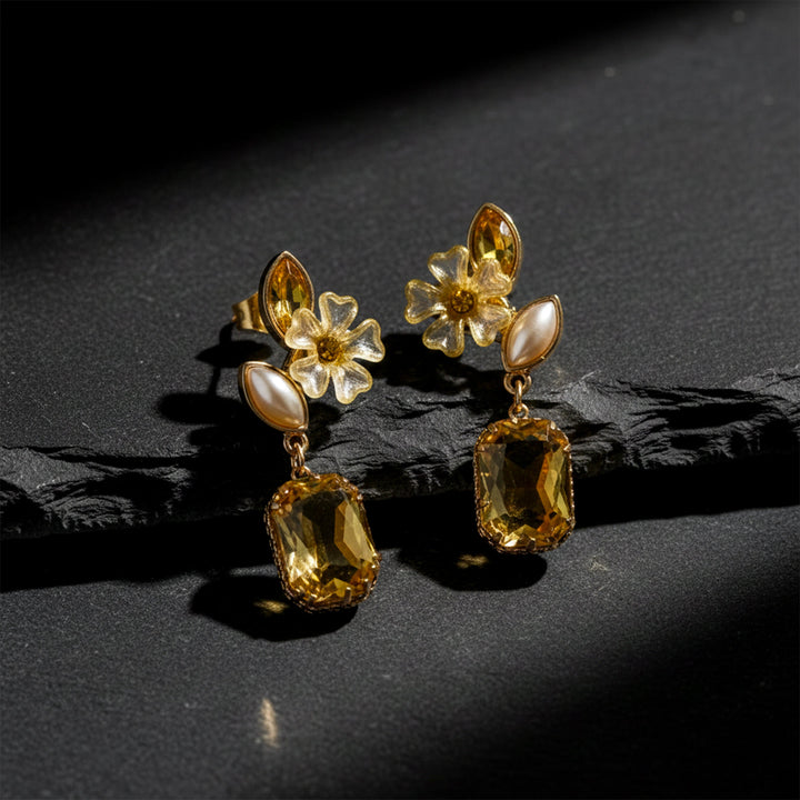 Amber Glow Floral Earrings