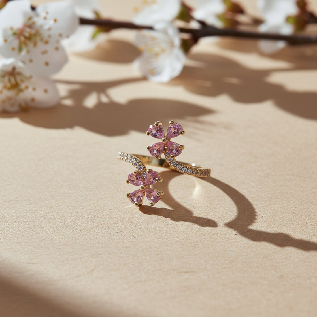 Rose Bloom Pink Adjustable Luxury Ring