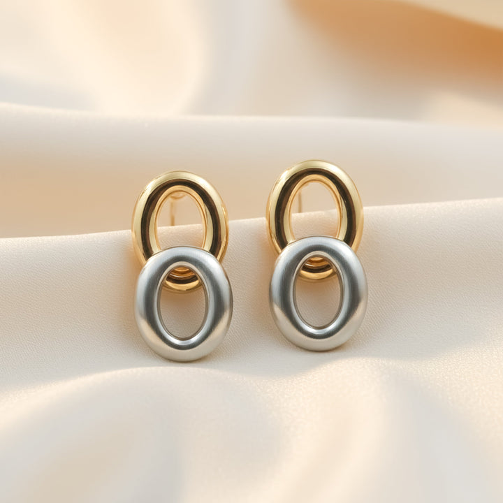 Timeless Dual Link Gold Silver Earrings