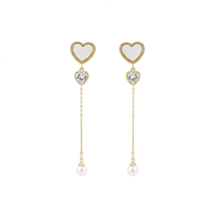 Ivory Luxe Heart Pearl Drop Earrings