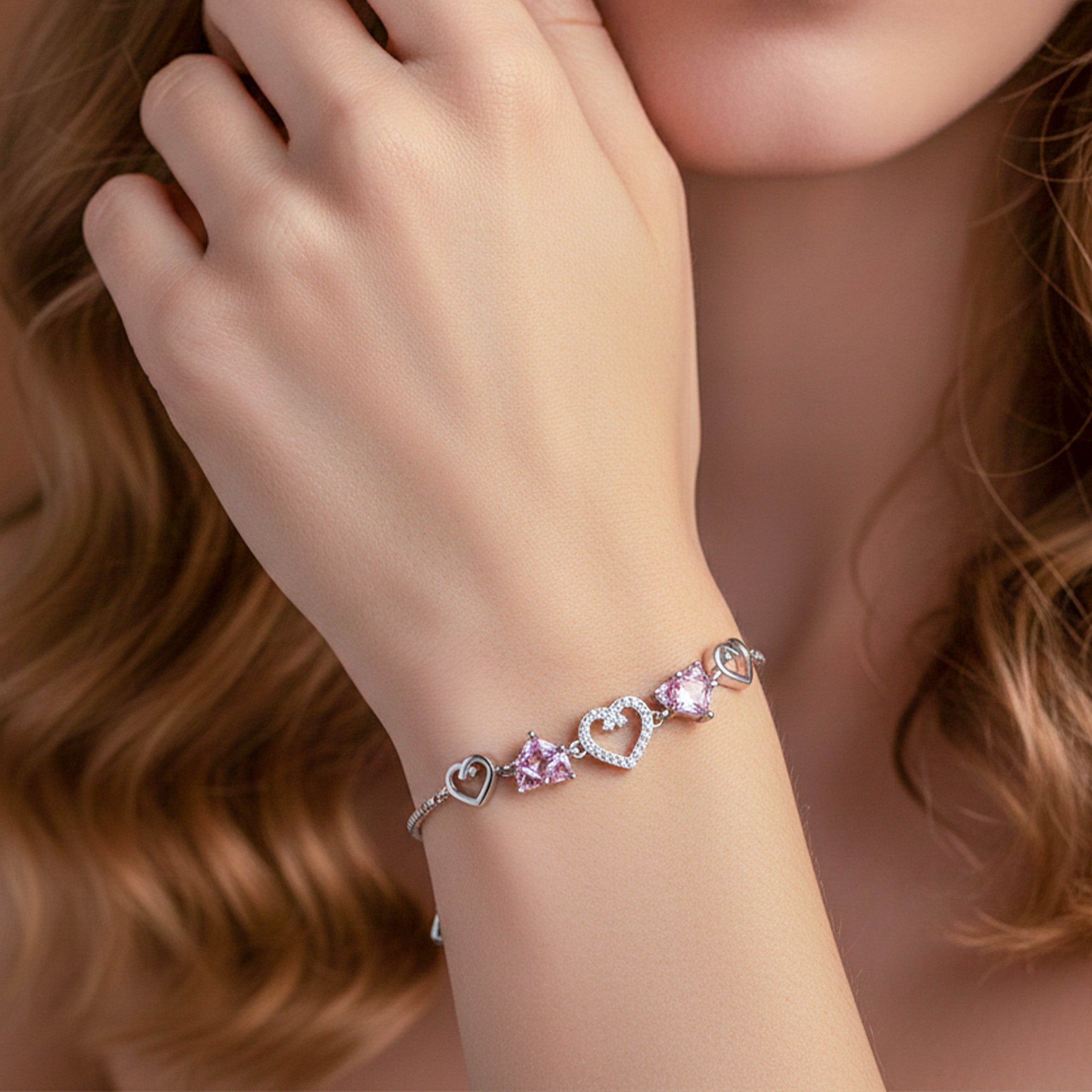Rosé Lumière Heart Crystal Bracelet