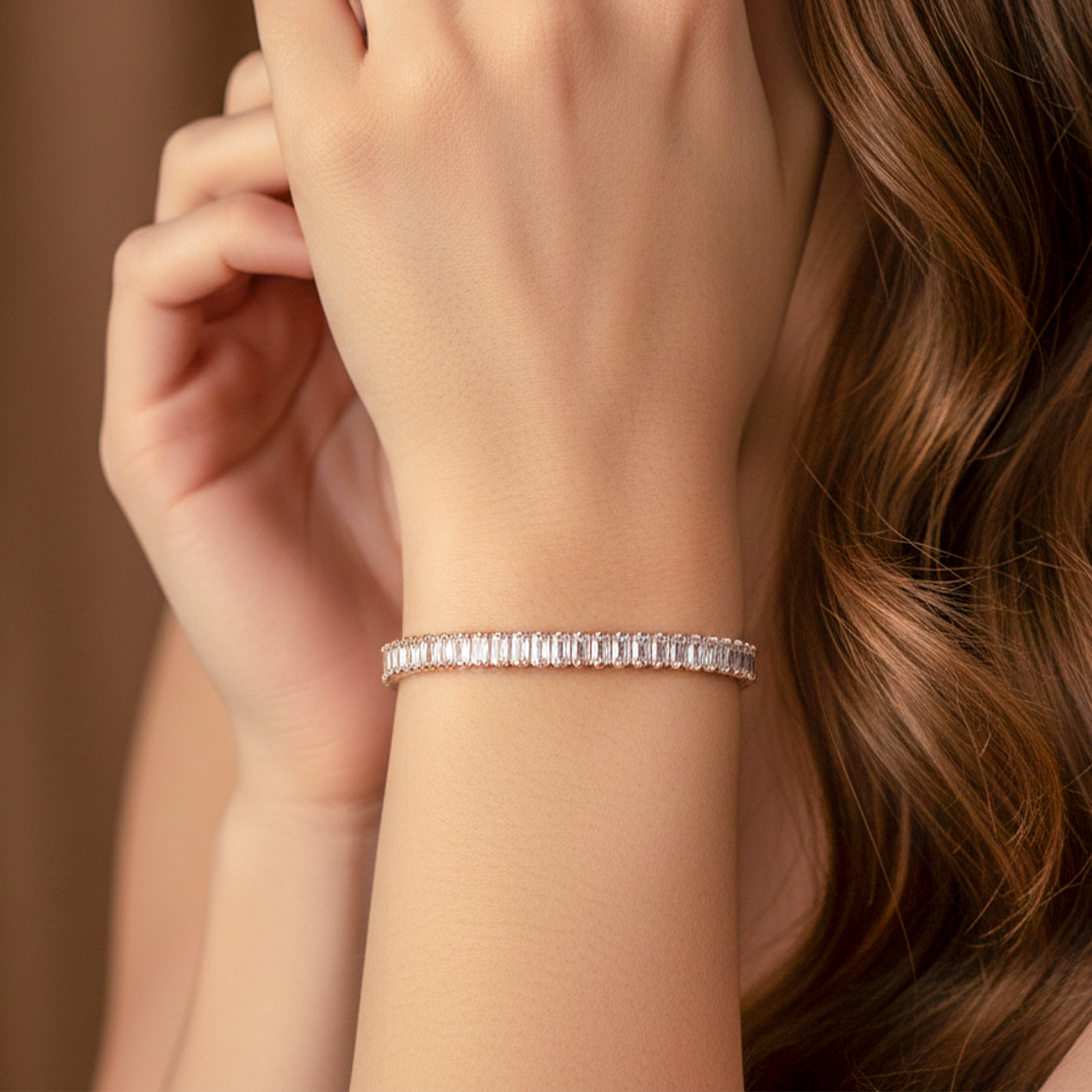 Opulenza Rose Gold Baguette Bracelet