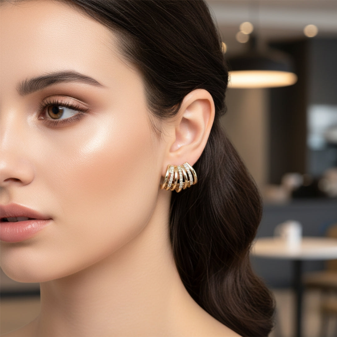 Golden Wave Studs Earrings