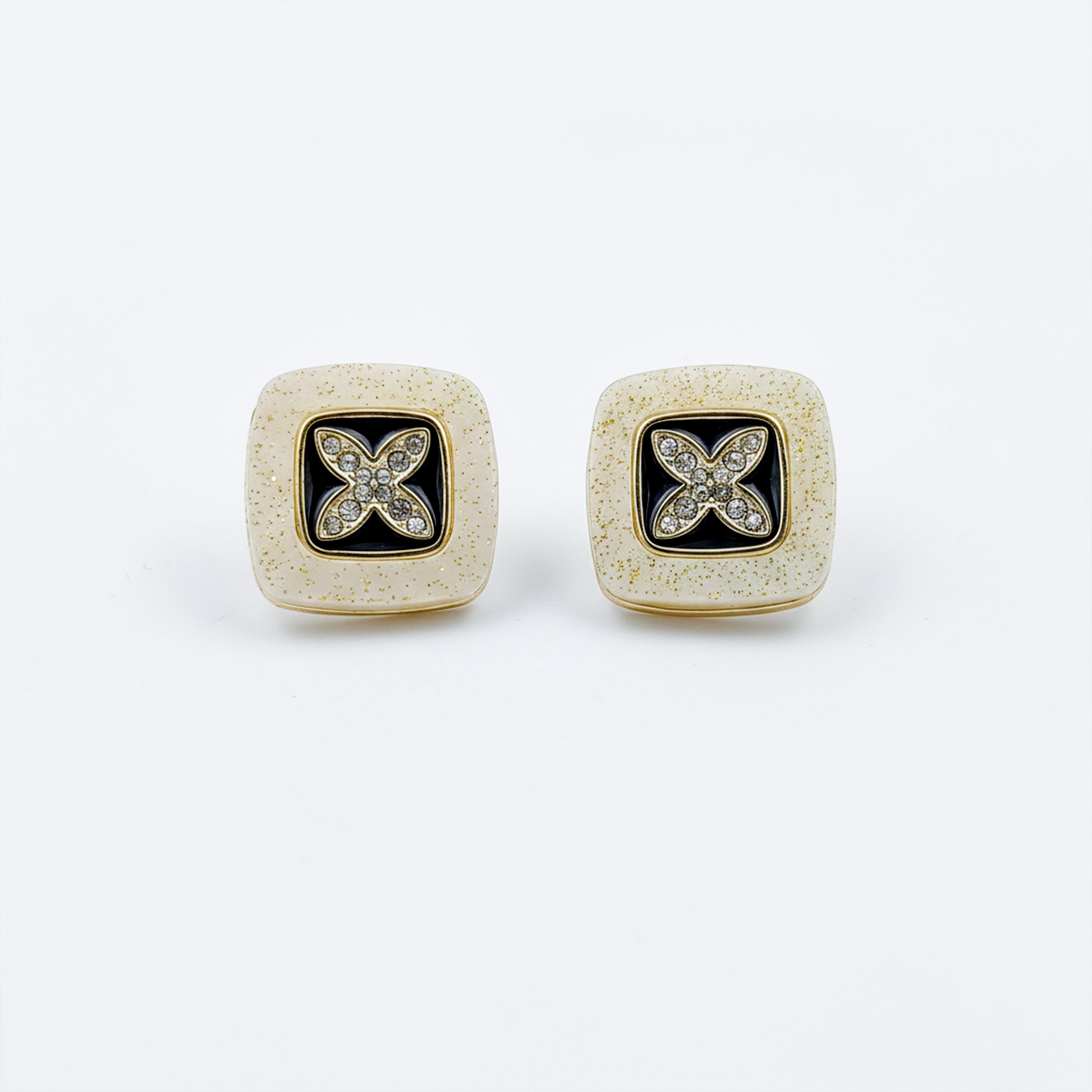 Ivory Noir Blossom Luxe Stud Earrings