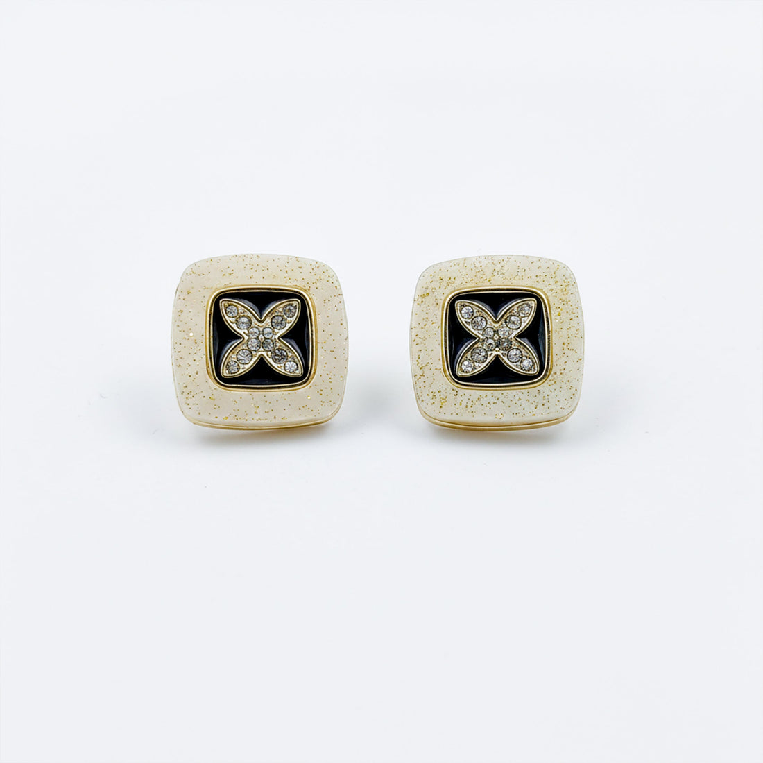 Ivory Noir Blossom Luxe Stud Earrings