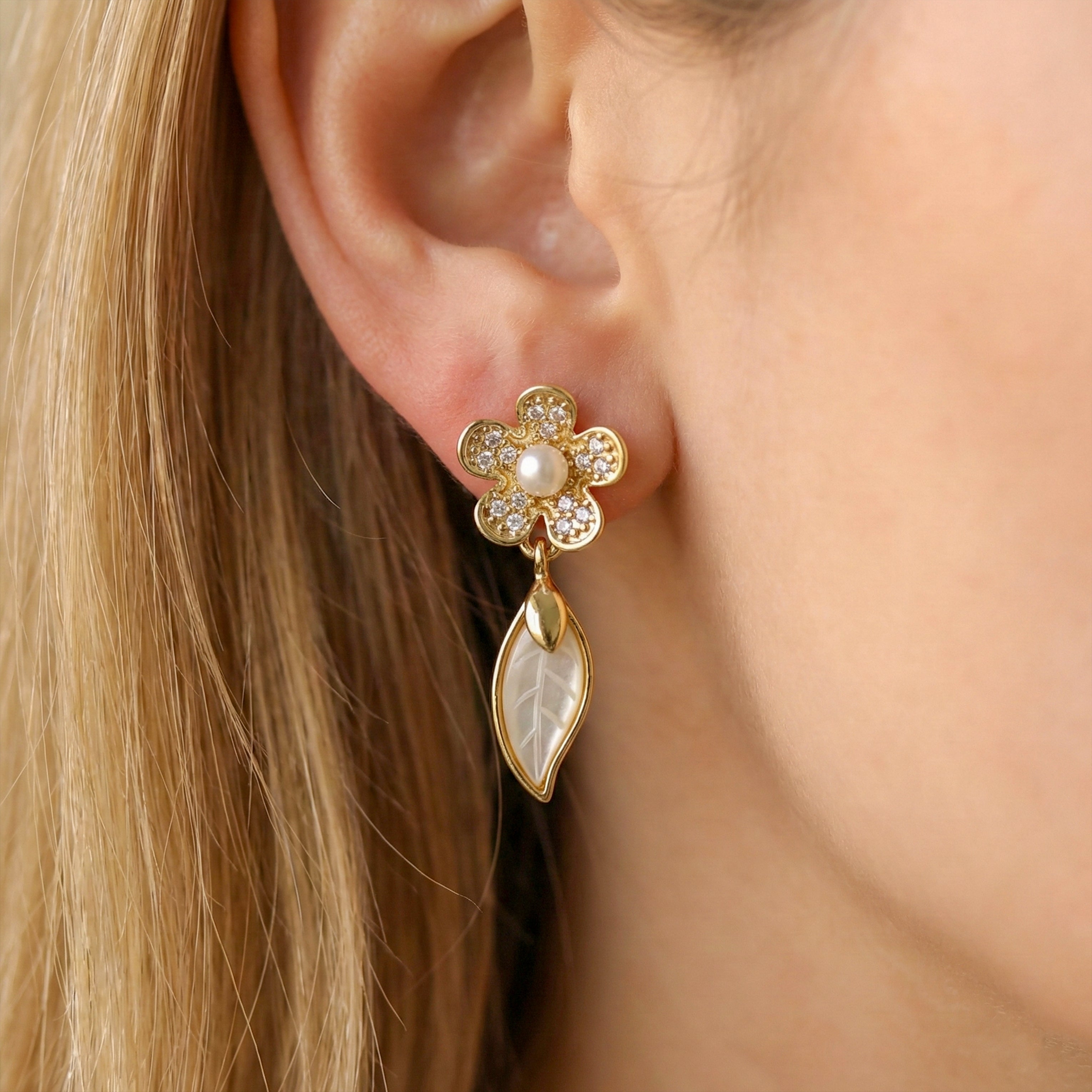 Nazakat Pearl Flower Earrings