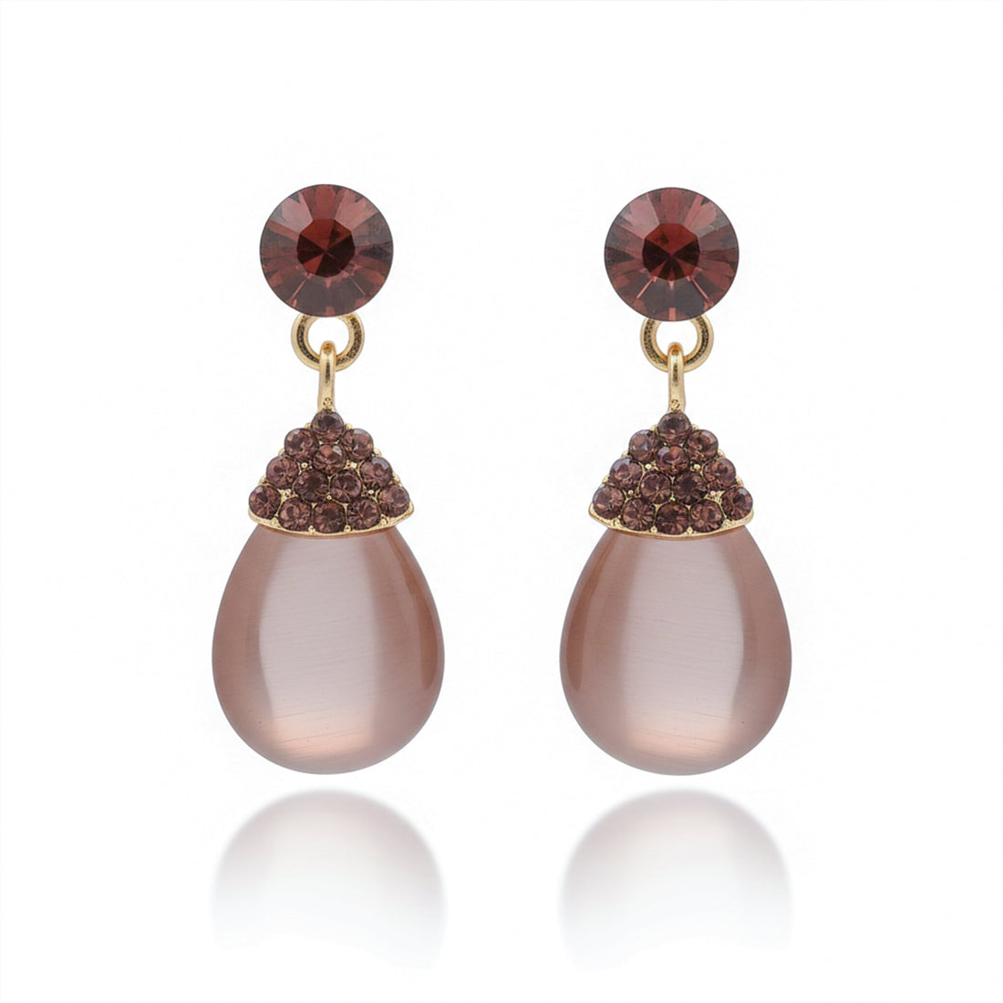 Elegant Mauve Pearl Drop Earrings