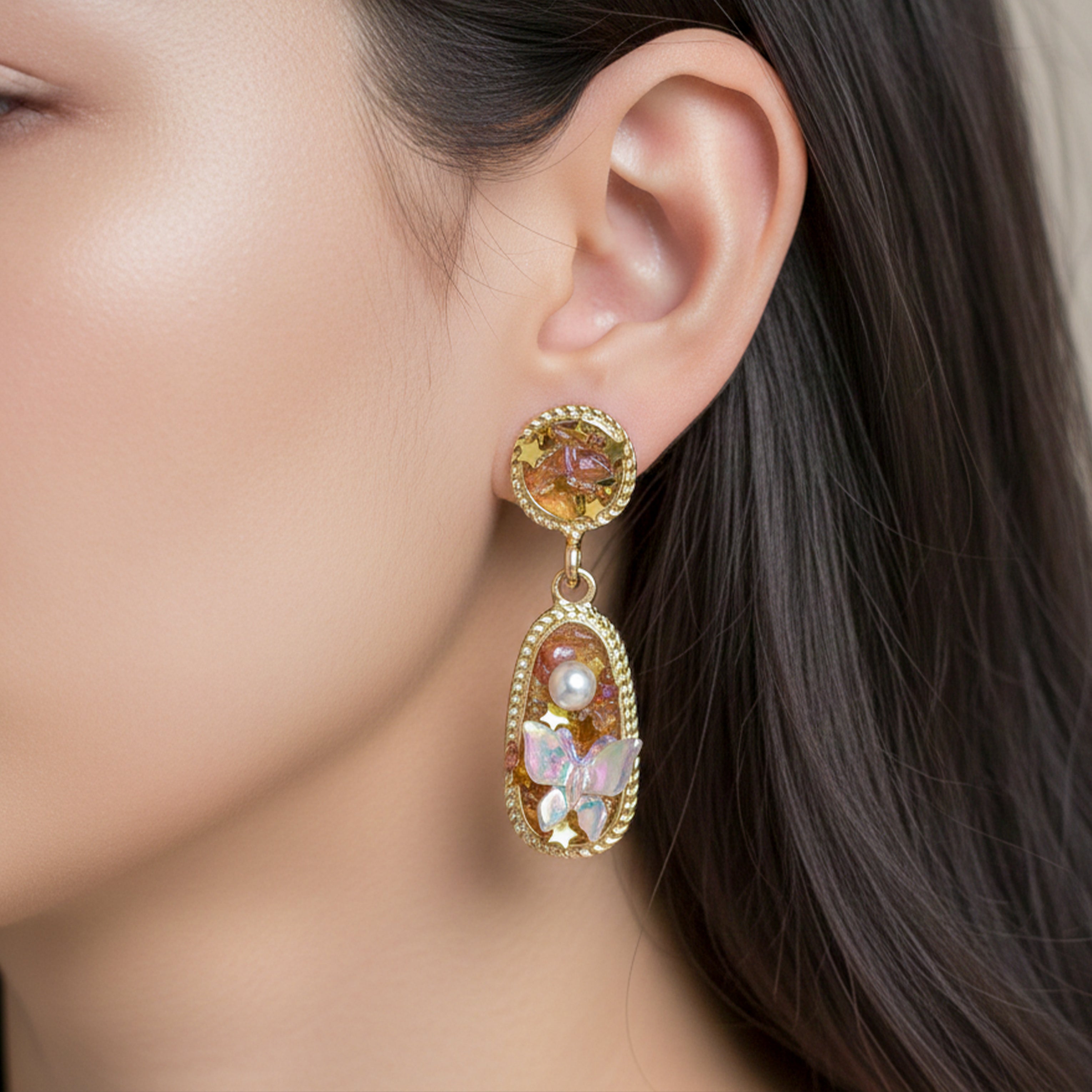 Aurora Butterfly Pearl Earrings