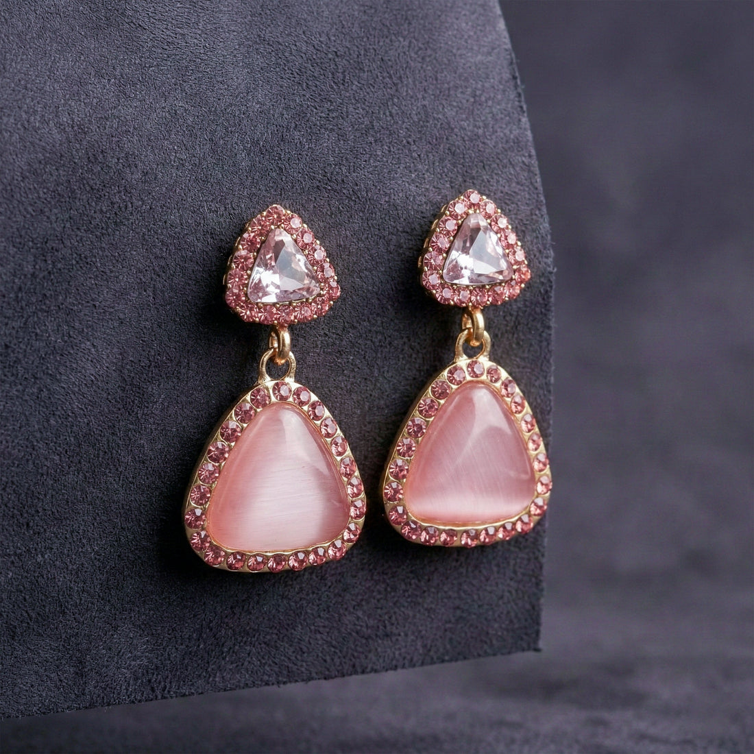 Rose Aura Gemstone Dangle Earrings